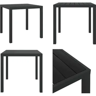 vidaXL Garten Esstisch WPC Aluminium 80 x 80 x 74 cm Schwarz - Gartentisch - Gartentische - Outdoor-Tisch - Outdoor-Tische - Schwarz