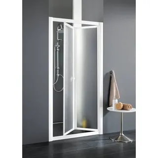 Forte Dusch-Falttür Domino, 81x185 cm, Acrylglas, mit Verstellbereich weiß