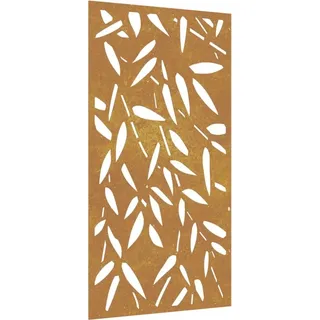 Garten-Wanddeko 105x55 cm Cortenstahl Bambusblatt-Design - Braun