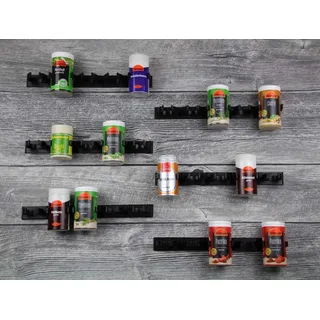 Kamoro HOME & KITCHEN Gewürzregal ohne Bohren Clips - Gewürz Organizer zum Kleben - 6 Streifen für 30 Gewürze (Schwarz)
