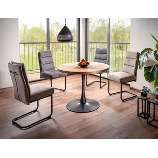 Kleiner runder Esstisch EDIN – Walnuss/Schwarz