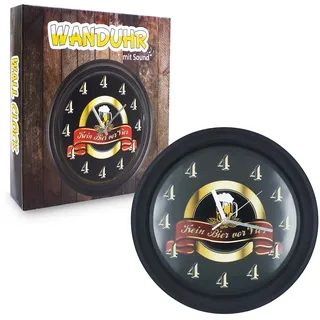 Schwäbische Albumfabrik Wanduhr mit Sound 30 cm Kein Bier vor Vier schwarz