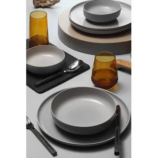 Elegant 12-Piece Dinner Set, 100% Porcelain | Includes 4 Service Plates (24 cm), 4 Plates (20 cm), 4 Bowls (15 cm) | Dishwasher & Microwave Safe