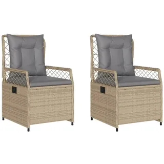 vidaXL Gartensessel 2 Stk. Verstellbar Beige Poly Rattan - Beige