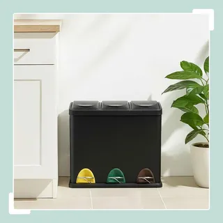 Küchenabfalleimer, 3 Fächer, 3 x 8 l
