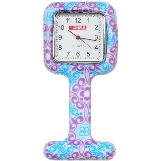 GiMa ns885sky Uhr für Krankenschwestern, quadratisch, Muster, Violett/Hellblau