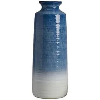 Mikasa Blaue und weiße Keramikvase, zum Präsentieren von künstlichen oder getrockneten Blumen, 15 x 15 x 40 cm
