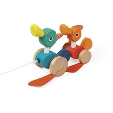 Janod - Zigolos Wooden Pull-Along Ducks - FSC Certified Pull-Along Toddler Toy - For children from the Age of 1, J08211, Multicolored