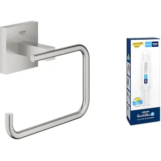 GROHE Start Cube - Reservepapierhalter (Wandmontage, verdeckte Befestigung, Material: Metall), Chrom, 40979000 + Kleber für BadAccessoires