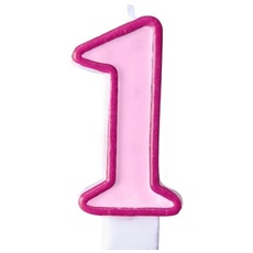 Kerze Nummer 1 für Geburtstagskuchen, Wachskerze für Jungen, Mädchen, Weiblich, süß, Jahrestag, Party, Geburt, Gender Reveal, Höhe 7 cm