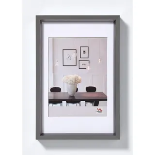 walther design Bilderrahmen stahl 40 x 60 cm mit Passepartout, Steel Style Kunststoffrahmen ES460D