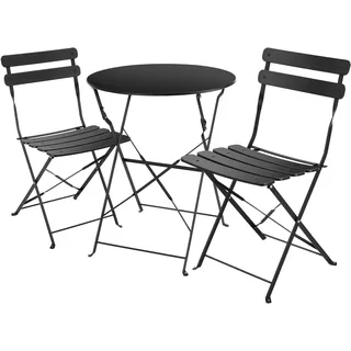 Tectake Bistrotisch-Set Frieda für 2 Personen schwarz