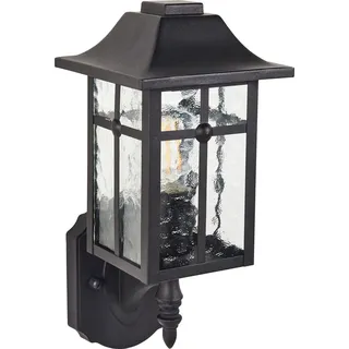 Beliani Außenwandleuchte Schwarz Metall und Glas 35 cm Laternen-Optik IP44 Modern Außenleuchte Beleuchtung für Außen Draußen Terrasse Balkon - Schwarz
