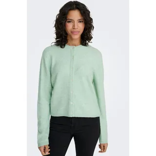 Strickjacke ONLY "ONLSIMONI L/S O-NECK CARDIGAN KNT NOOS", Damen, Gr. S, ether detail:melange, Strick, Obermaterial: 74% Polyacryl, 24% Polyester, 2% Elasthan, meliert, relaxed fit hüftlang, Rundhals, Rippbündchen, Strickjacken Strickjacke, Materialmix, relaxed fit