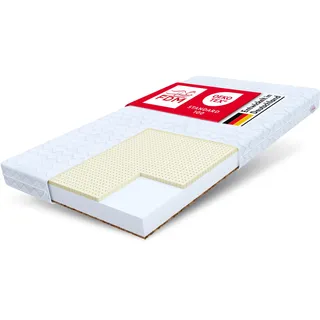 FDM PIKOLO Schaumstoffmatratze 120 x 200 cm Kindermatratze Härtegrad H3/H4 Höhe 11 cm Latex Kokos Matratze Hochelastischer HR Komfortschaum Zweiseitig Bezug Abnehmbar Waschbar