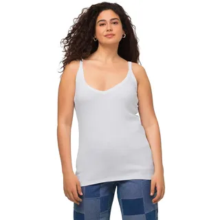 Ulla Popken Damen Ripptop mit V-Ausschnitt Top, Schneeweiß, 50-52