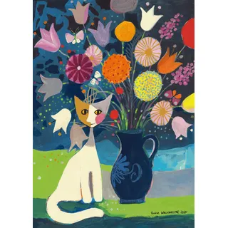 Schmidt Spiele 58656 Weiße Katze, Rosina Wachtmeister, 1000 Teile Puzzle aus Graspappe