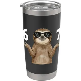 67 Meme Faultier Shirt 6 7 Hand Geste Kinder Slang Six Seven Doppelwandiger Edelstahl-Thermobecher