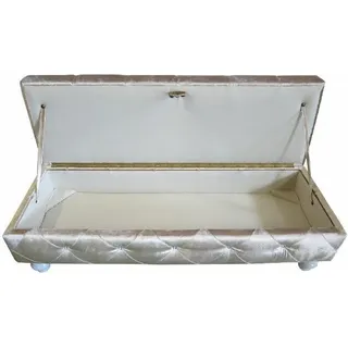 Chesterfield Truhe Chaiselongues Liege Kristalle Hocker Leder Sessel Textil NEU - Silber