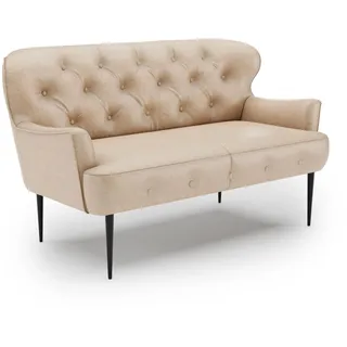 CAVADORE 2-Sitzer Küchensofa Amba, Trendige Sitzbank für Küche oder Esszimmer / 153 x 97 x 87 / Hochwertiges Mikrofaser: Beige