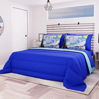 PETTI Artigiani Italiani - Bettwäsche, Blau, 170x260, Bettdecke, Quilt, Steppdecke, Tagesdecke, 100% Made in Italy
