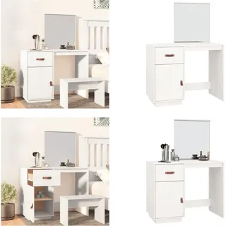 vidaXL Schminktisch Weiß 95x50x134 cm Massivholz Kiefer - Schminktisch - Schminktische - Kosmetiktisch - Frisiertisch - Weiß