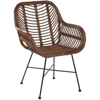Beliani Rattanstuhl Rattan Braun Canora , Naturmaterialen , 64x89x51 cm , Esszimmer, Stühle, Armlehnstühle