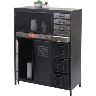 Apothekerkommode HWC-F32, Schubladenschrank Sideboard, Industriedesign 115x89x35cm - Schwarz