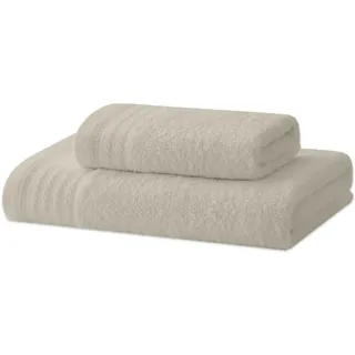 Degrees Home – Handtuch-Set – 1 Bidet-Handtuch, 1 Handtuch, 100 % Baumwolle, 480 g/m2, Maße 30 x 50 cm/ 50 x 100 cm – BEIGE