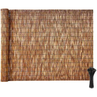 VEVOR Schilfrohrmatte 5x1,2 m Schilfmatte Sichtschutzmatte Dekorativer Gartenzaun, Balkonverkleidung Sichtschutzzaun Balkonschutz Sichtschutzstreifen für Balkon Terrasse Garten & Außenbereich Braun