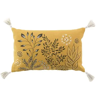 Douceur d'Intérieur Suzanne Kissen mit abziehbarem Bezug (30 x 50 cm), Gelb, Bedruckte recycelte Baumwolle