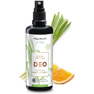 AllgäuQuelle® Deo Allgäuer Erfrischung | Naturkosmetik für Herren und Damen | ohne Aluminium | vegan | ätherische Öle von Lemongrass, Orange u. Bergamotte