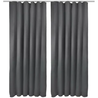 Beautissu Vorhang Amelie BK mit Kräuselband 140x245cm Anthrazit (2tlg) , Textil , 140x245x1 cm , Heimtextilien, Vorhänge, Fertigvorhänge