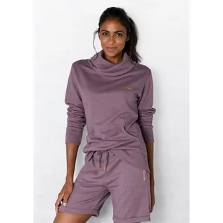 Bench. Loungewear Longsweatshirt, mit Stehkragen in Layeroptik und Kängurutasche, Loungewear, mauve, meliert
