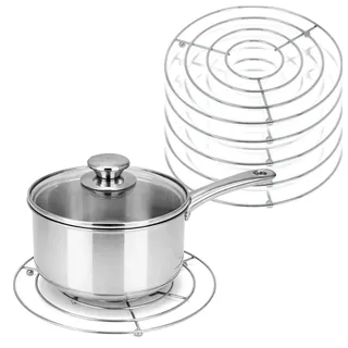 com-four® 6X Topfuntersetzer aus Metall - runder Untersetzer für Töpfe, Pfannen oder Teekannen - Ø 20 cm (06 Stück - silberfarben)