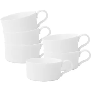 Tasse VILLEROY & BOCH "Teetassen Modern Grace 150 ml 6er Set weiß", weiß, Porzellan, Trinkgefäße, Tasse