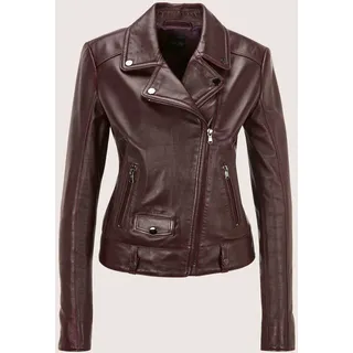 Lederjacke MADELEINE "Lederjacke Verkürzte, elegante Lammnappa-Jacke Langarm", Damen, Gr. 42, braun (portwein), Obermaterial: 100% Lammnappaleder LANA., Modern, Jacken Lederjacke, Lammnappaleder, Biker-Form