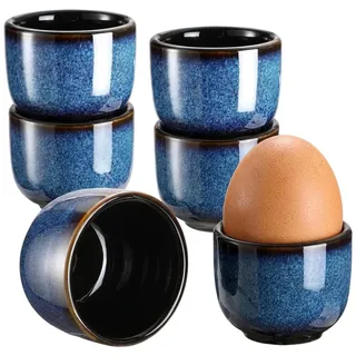 PjuQow 6 Stück Eierbecher Porzellan, Eierbecher Keramik mit Verlauf, Lustige Eierbecher Schwarz Matt, Eierbecher Keramik, Elegantes Frühstücksset, Hochwertige Eierbecher für Tischdekoration