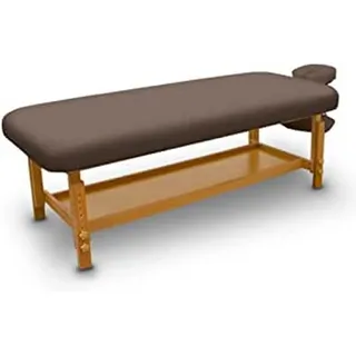 quirumed - Massageliege Holz | Höhenverstellbar | Abnehmbarer Kopf & Armlehne | Wasser- & Ölbeständig | Massageliege Klappbar, Braun, 210 x 78 cm, Holz, Kunstleder