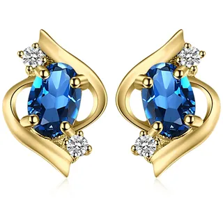 JewelryPalace Ovalschliff 1.1ct Echt London Blau Topas Ohrstecker Silber 925 Damen, Blautopas Ohrringe Silber mit Blau Edelstein Mädchen, Ohrstecker Silber Klein mit Stein Frauen Geschenk Vergoldet
