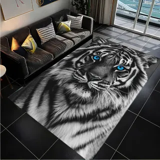 Tier Teppiche, Teppich Mit Tiermotiven Für Schlafzimmer Von Jungen Kinder, Dekorativer Wohnzimmerteppich Cool Tiger-Löwen-Aufdruck, Rutschfeste Fußmatten, Kinderzimmer, Spielzimmer (Farbe 4,160x200cm)
