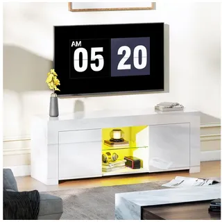 Homcom TV Schrank Spanplatte, Glas