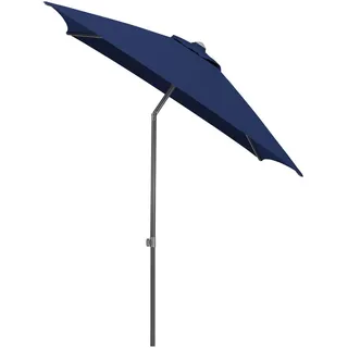 Kettler Sonnenschirm , Anthrazit, Blau , Textil , 200x200 cm , 360° drehbar, höhenverstellbar, lichtecht, Knickgelenk, regenabweisend, rostfrei, stabile Strebegelenke, U-Profil-Streben, UV-beständig, wetterfest, mit Belüftung, geeignet für Balkon , Sonnenschutz, Sonnenschirme