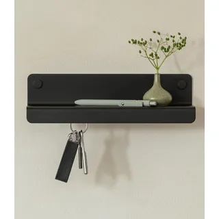 Kazai. Schlüsselbrett 'Holmsen' | Minimalistisches Schlüsselhaken-Design aus Berlin | Moderner Schlüsselhalter mit Ablage aus Metall | Schlüsselboard als Flur Möbel für die Wand | Schwarz