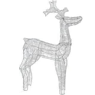 X-Mas Dekorentier , Weiß , Metall, Kunststoff , Rentier , 5 mm , Rentier , 15x90x50 cm , RoHS, Bsci , zum Stellen , Dekoration, Weihnachtsdekoration, Winterdeko