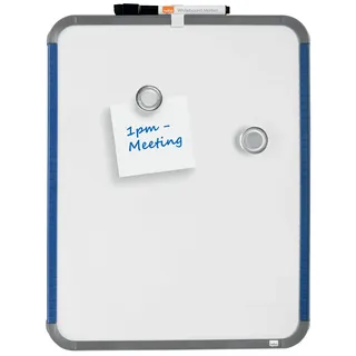 Nobo Magnetisches Mini-Whiteboard mit Schmalem Rahmen, Tragbar, Wandmontierbar, Hochformat oder Querformat, Integrierte Tragegriffe & Stiftclip, 360 x 280 mm, QB05442ASTD