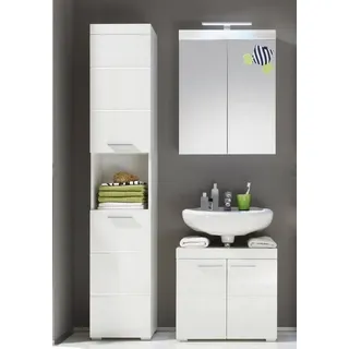 trendteam Bad 3-teilige Kombination Amanda in weiß Hochglanz 112 x 190 cm