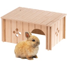 Bild Kaninchenhaus, Kaninchenkäfig Zubehör, mit Flachdach und Belüftungslöchern, im Bausatz, 33 x 23,6 x H 16 cm, SIN 4646 Holzhaus Kaninchen, Zwergkaninchen