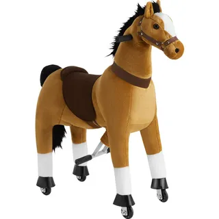 Tectake tectake® Schaukelpferd auf Rollen verschiedene Größen, realistisches Design rutschfeste Gummigriffe und -pedale,