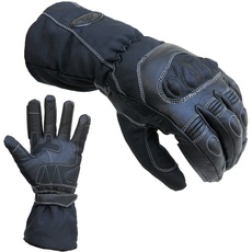 PROANTI Regen Motorradhandschuhe Winter Motorrad Handschuhe mit langer Stulpe Visierwischer Touchscreen-Funktion (L)